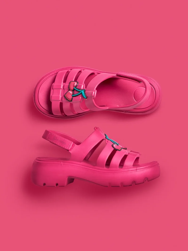 Dunkelrosa Eva Fisherman Sandalen für Damen