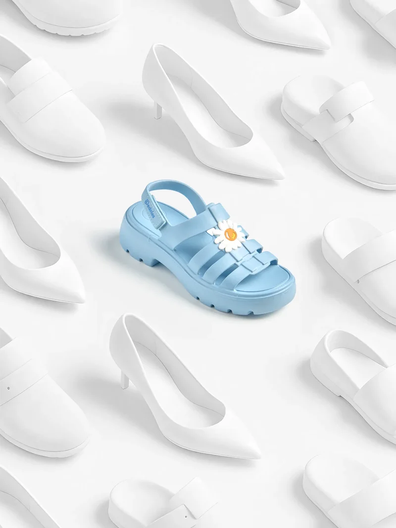 Puderblaue Eva Fisherman Sandalen für Damen