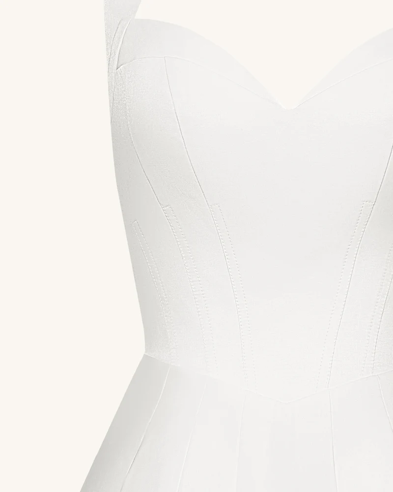 Plissiertes Bustier-Neckholder-Minikleid - Weiß