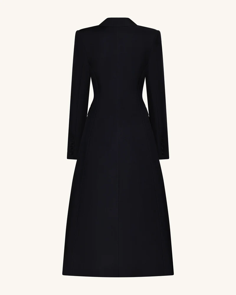 Strukturierter Maxiblazer mit Spitzrevers im Cutaway-Stil - Schwarz
