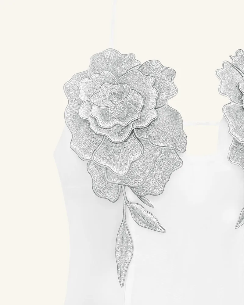Blumenbesticktes Minikleid - Weiß