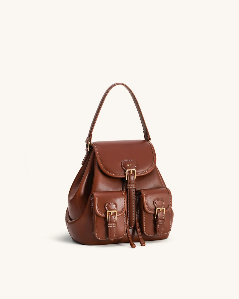 Harper Schnallentaschen-Rucksack - Dunkelbraun