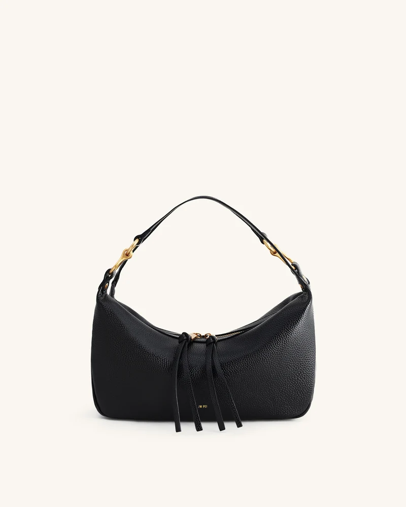Selia Weich genarbte Crossbody-Tasche - Schwarz