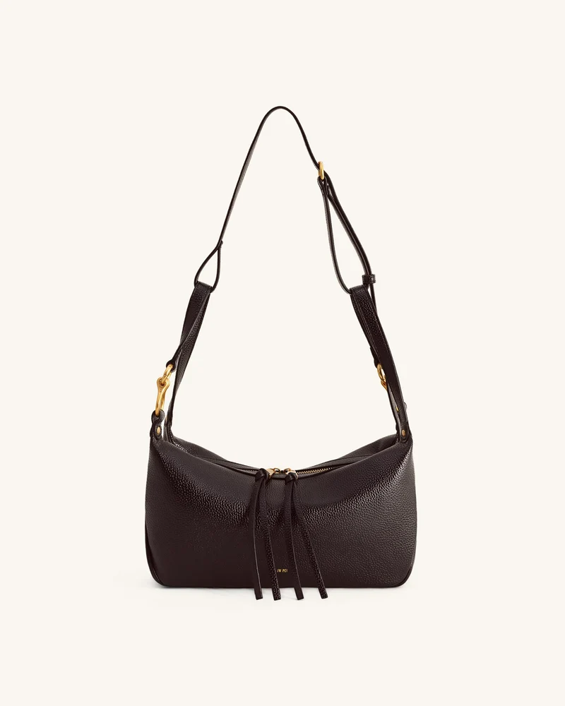 Selia Weich genarbte Crossbody-Tasche - Dunkelbraun