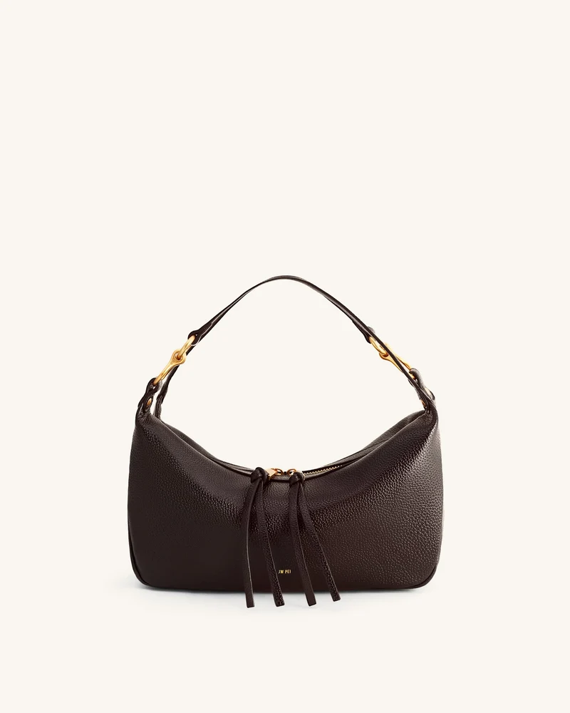 Selia Weich genarbte Crossbody-Tasche - Dunkelbraun