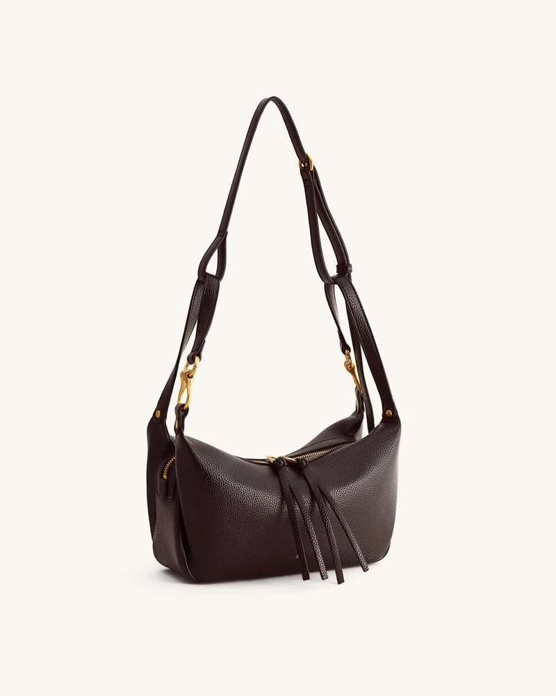 Selia Weich genarbte Crossbody-Tasche - Dunkelbraun