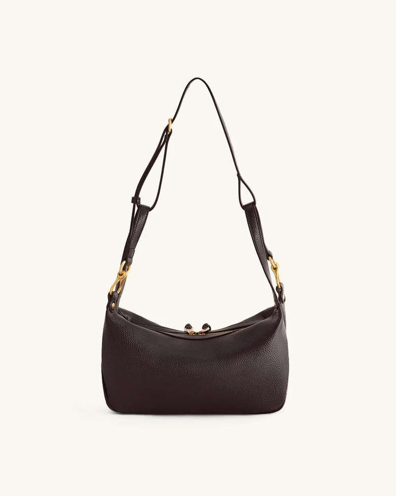 Selia Weich genarbte Crossbody-Tasche - Dunkelbraun
