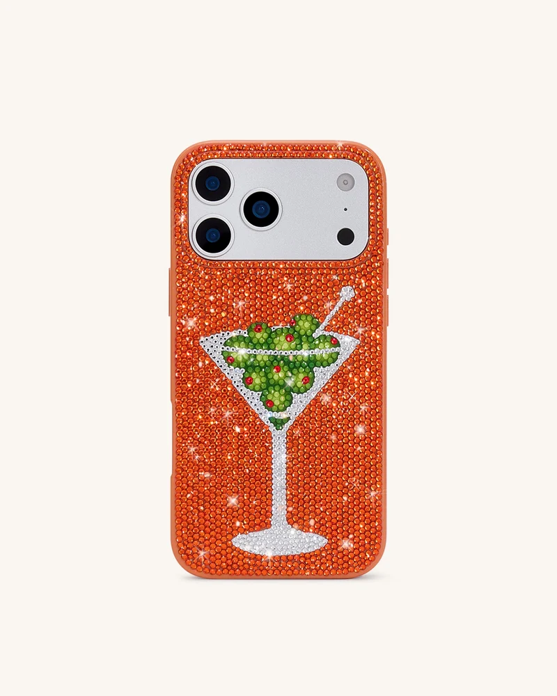 Olive Martini Kunstkristall Handyhülle - Orange