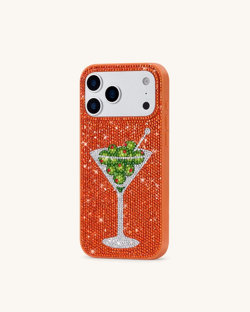 Olive Martini Kunstkristall Handyhülle - Orange