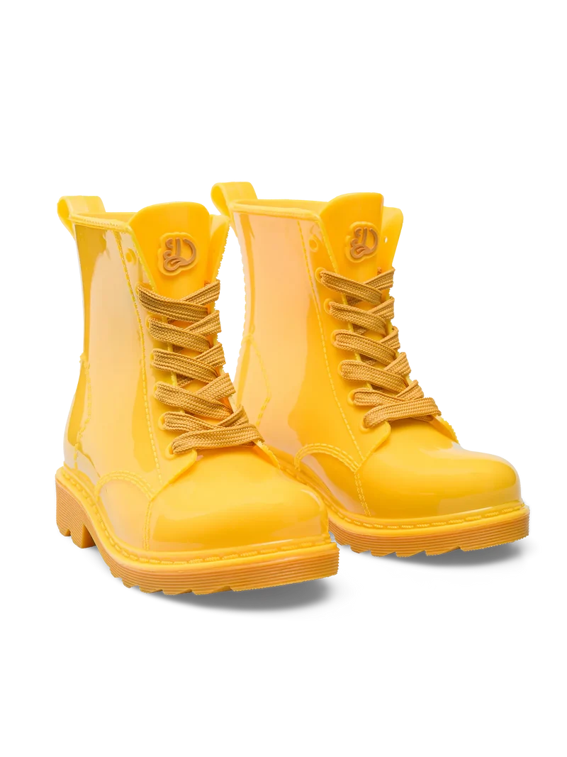 Lustige goldgelbe Regenstiefel für Kinder