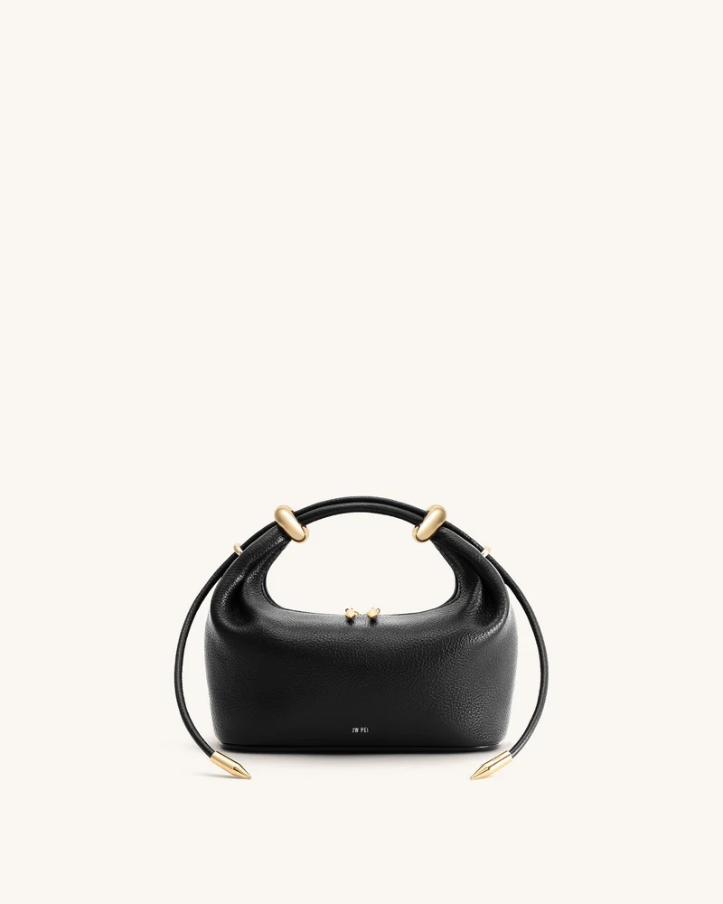 Ellie Henkeltasche mit Metallringverzierungen - Schwarz