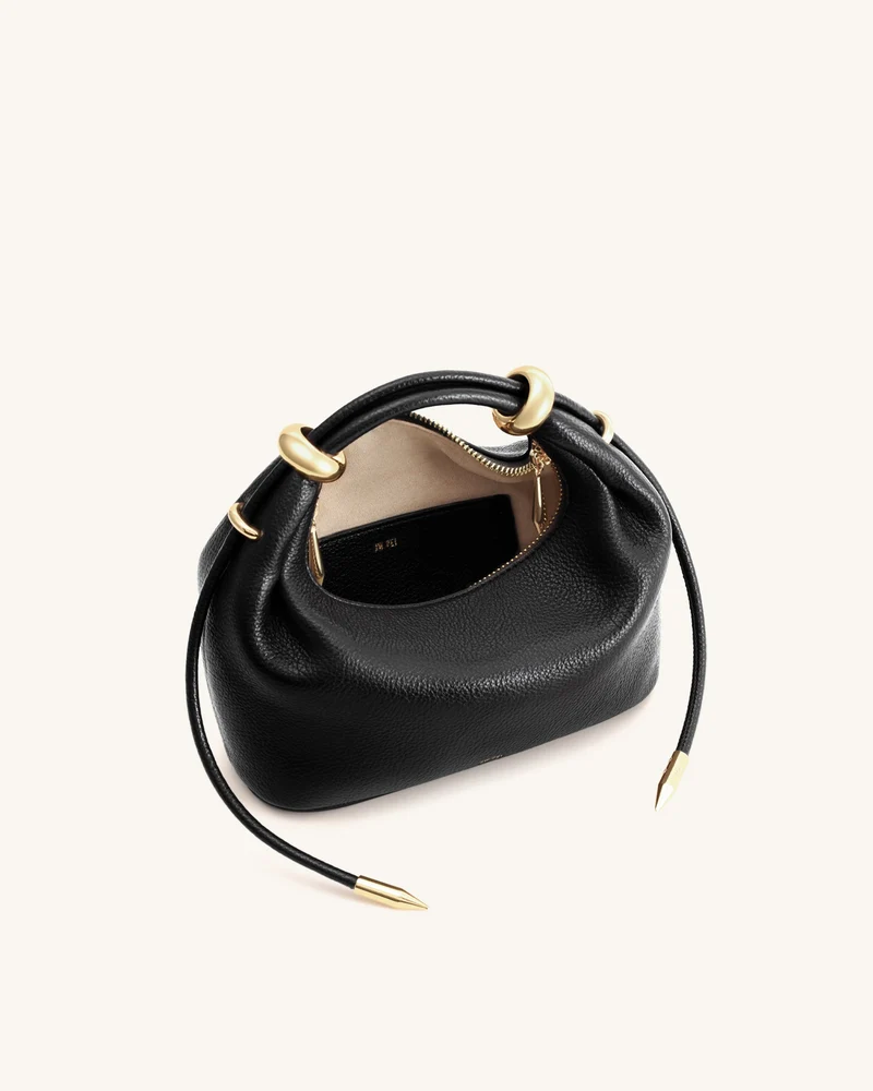 Ellie Henkeltasche mit Metallringverzierungen - Schwarz