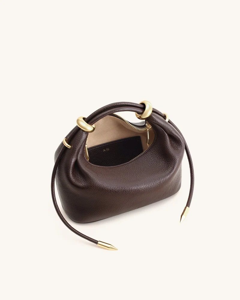 Ellie Henkeltasche mit Metallringverzierungen - Dunkelbraun