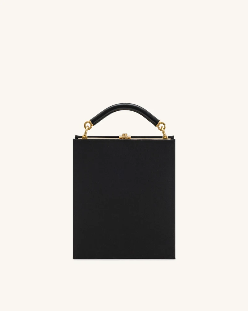 Elle Bunte, perlenbesetzte Buch-Henkeltasche - Schwarz
