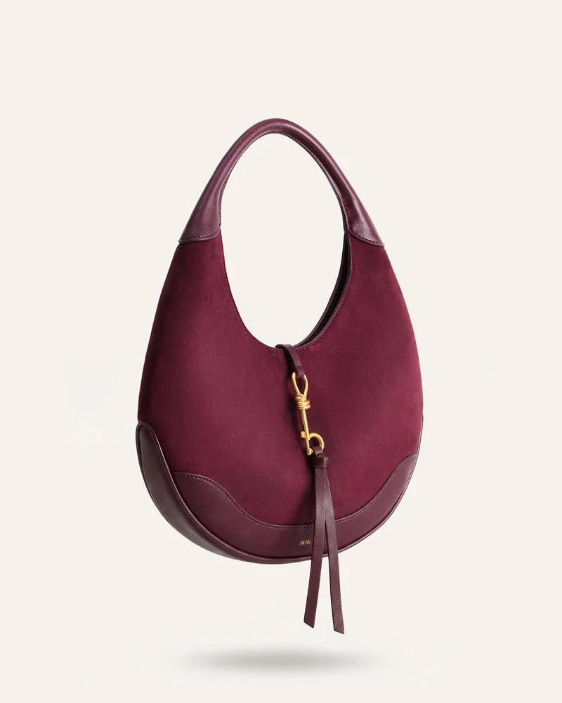 Colette Wildlederimitat Halbmond Hobo Bag - Deep Claret