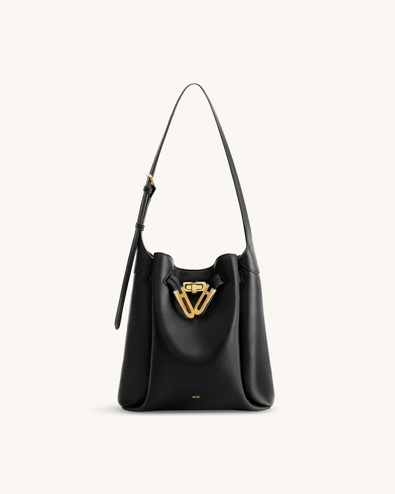 Charlene Double Buckle Hobo Tasche - Schwarz