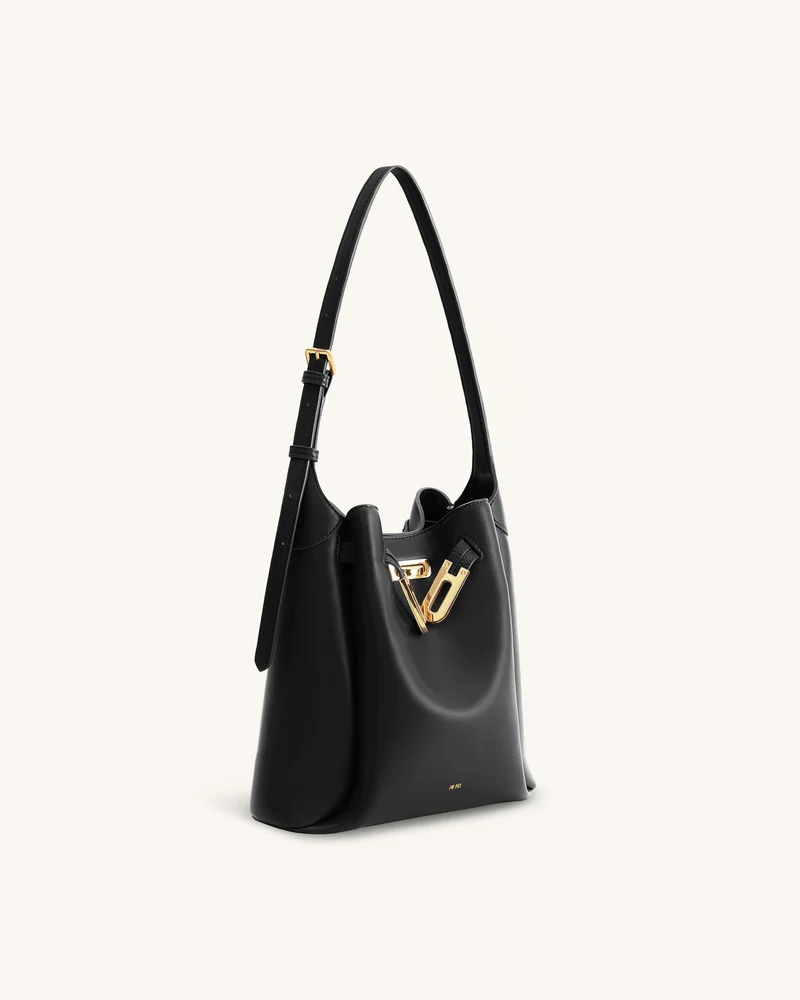 Charlene Double Buckle Hobo Tasche - Schwarz