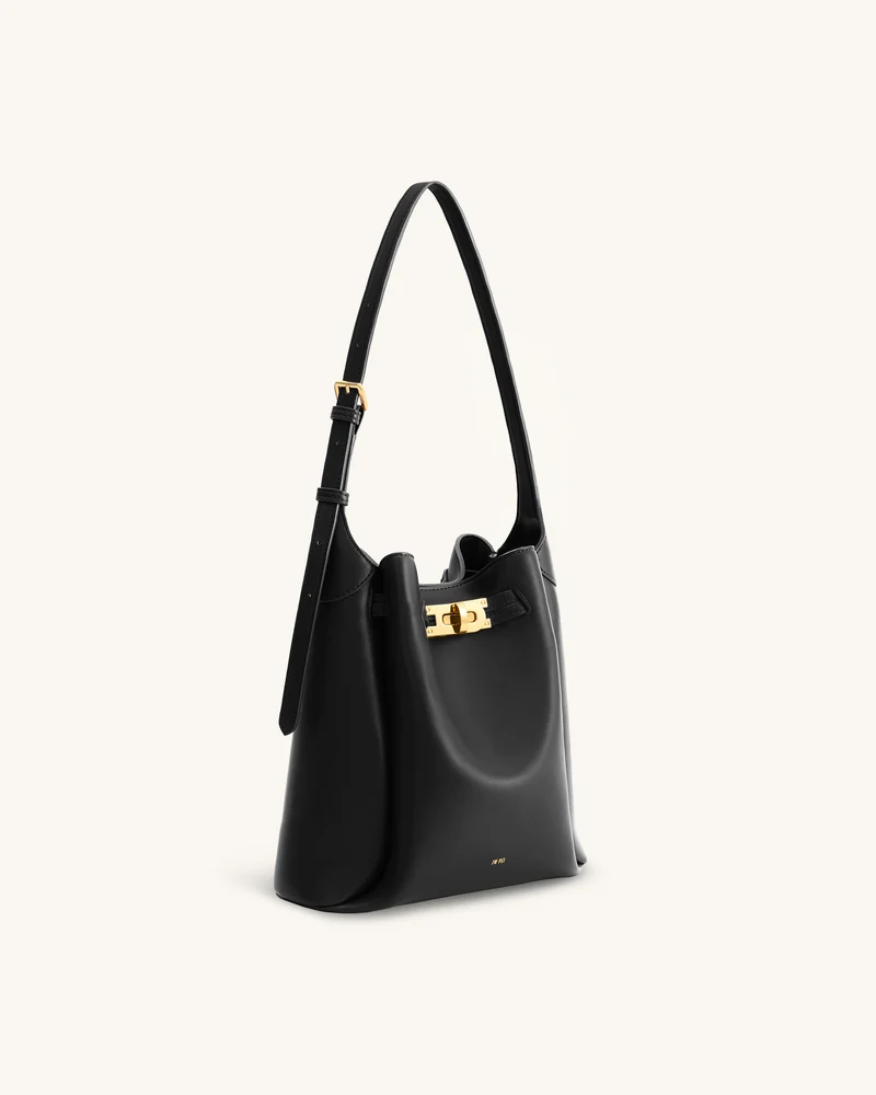 Charlene Double Buckle Hobo Tasche - Schwarz