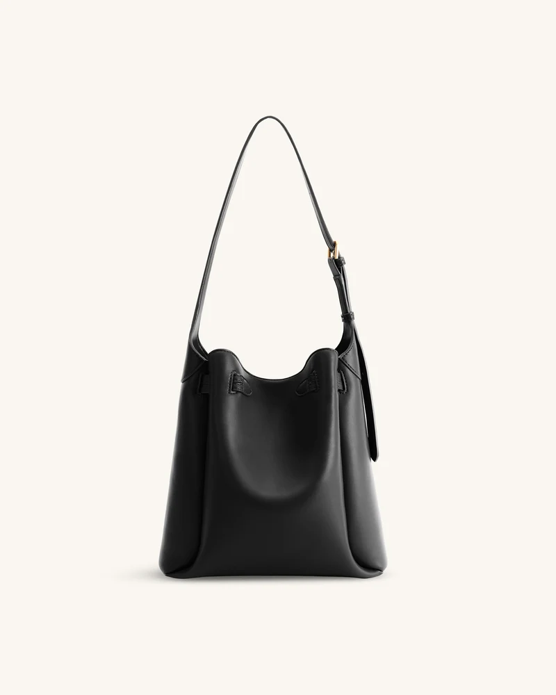 Charlene Double Buckle Hobo Tasche - Schwarz