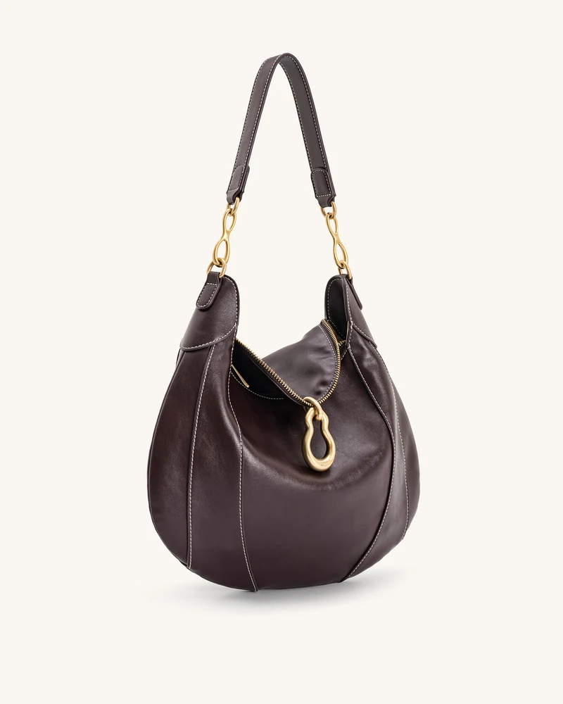 Daria Metallanhänger Verzierte Schultertasche - Dunkelbraun