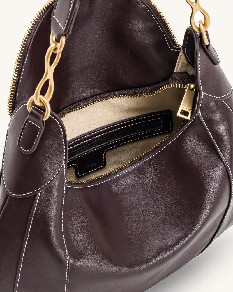 Daria Metallanhänger Verzierte Schultertasche - Dunkelbraun