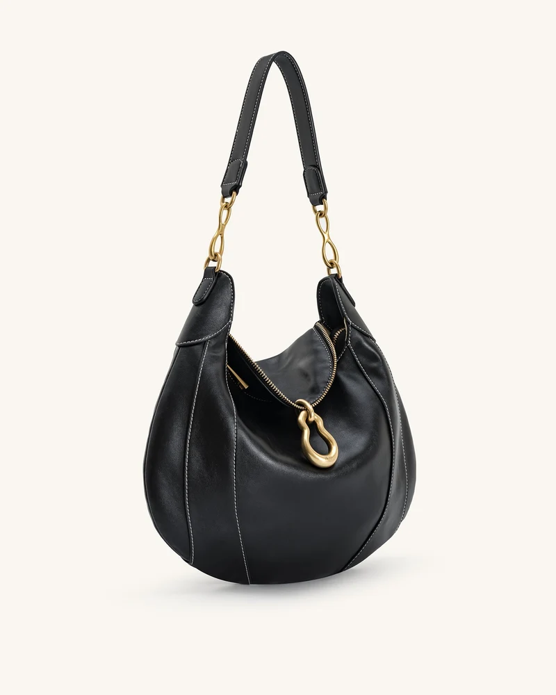 Daria Metallanhänger Verzierte Schultertasche - Schwarz