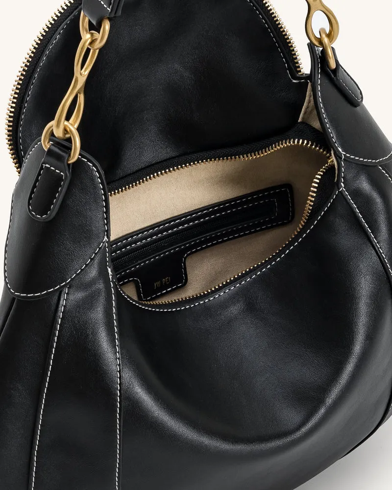 Daria Metallanhänger Verzierte Schultertasche - Schwarz