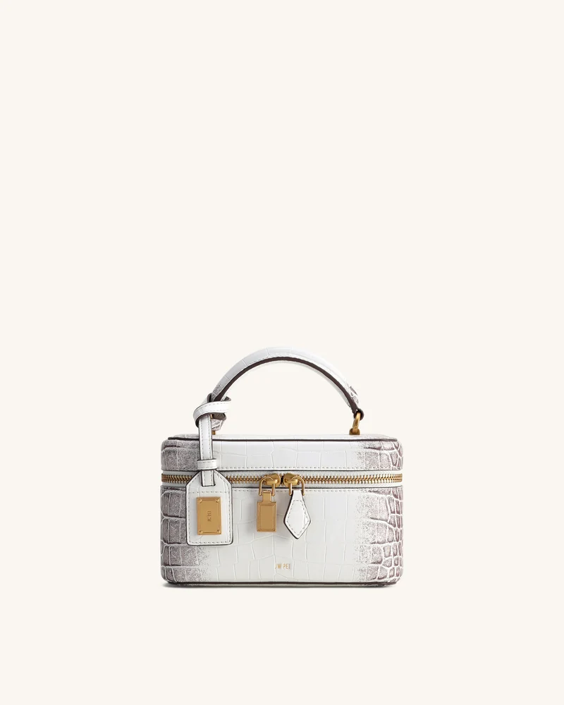 Cleo Box Shape Top Handle Tasche - Weiss Kroko