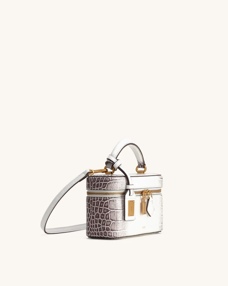 Cleo Box Shape Top Handle Tasche - Weiss Kroko