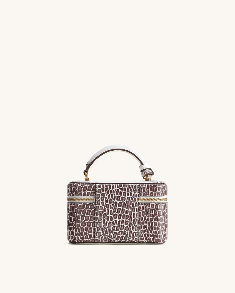 Cleo Box Shape Top Handle Tasche - Weiss Kroko