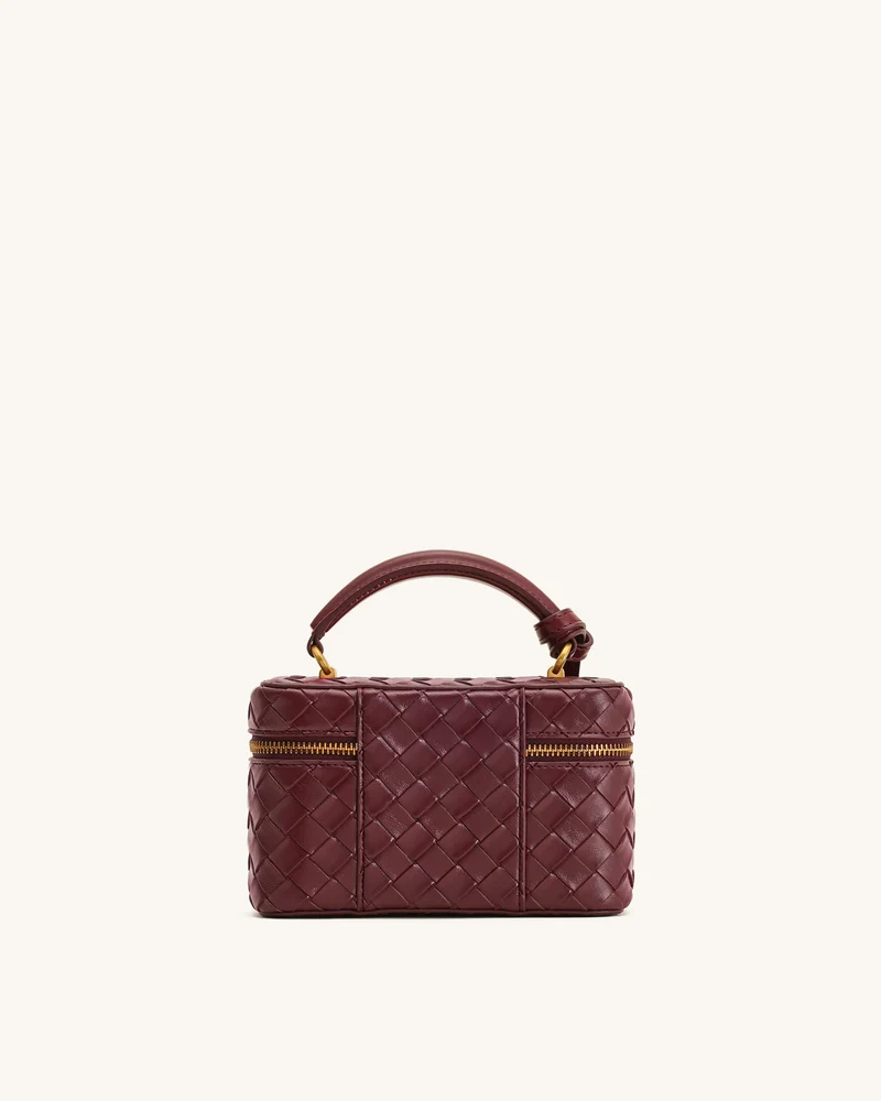 Cleo Gewebte Textur Box Shape Top Handle Tasche - Kaminrot