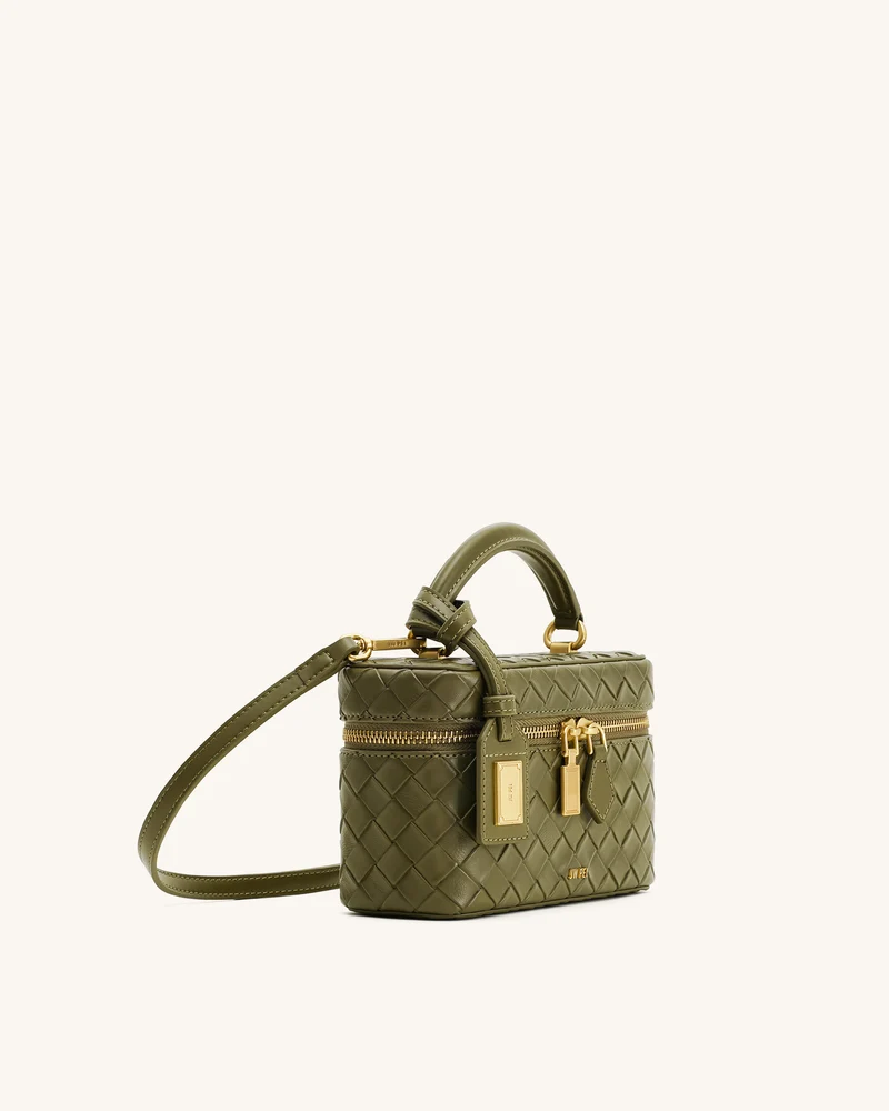 Cleo Gewebte Textur Box Shape Top Handle Tasche - Olivgrün