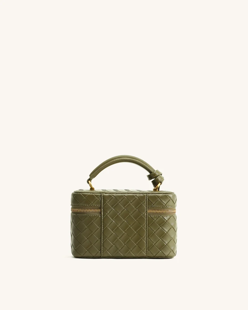 Cleo Gewebte Textur Box Shape Top Handle Tasche - Olivgrün