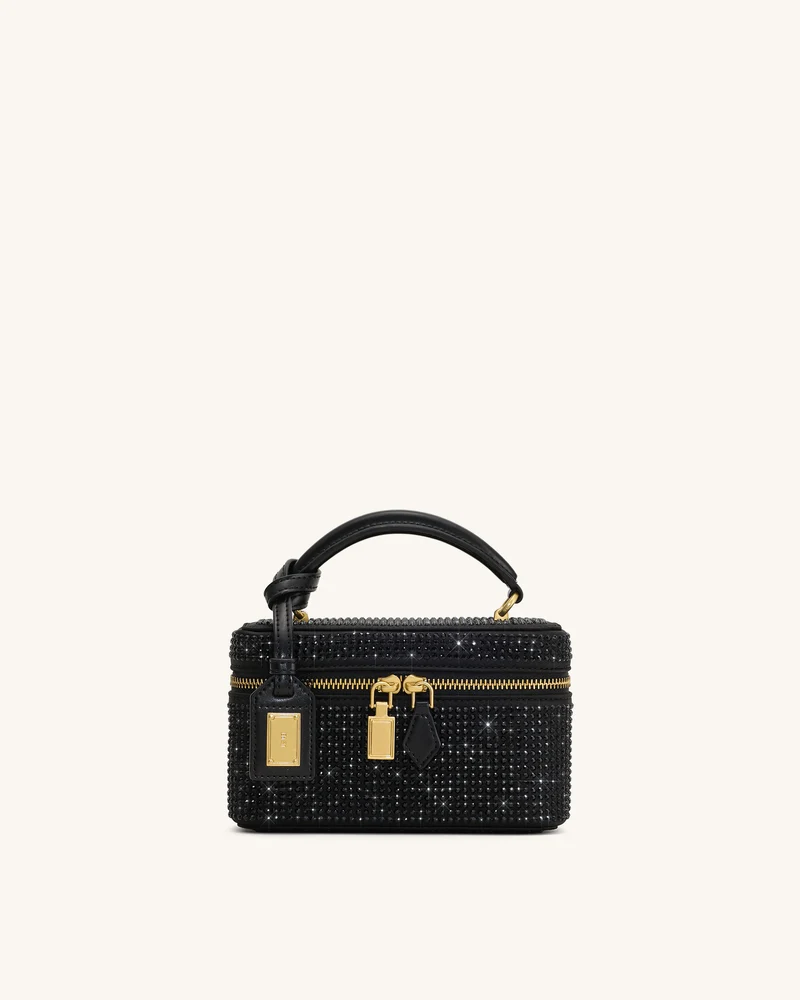 Cleo Künstliche Kristall Box Shape Top Handle Tasche - Schwarz