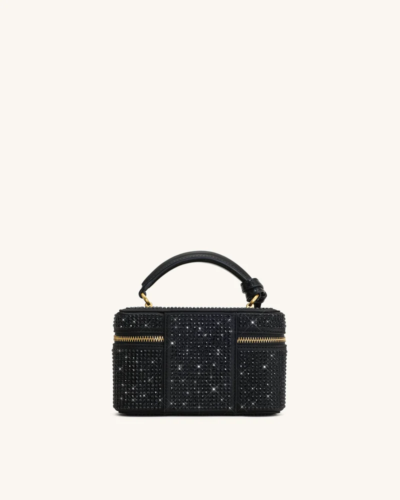 Cleo Künstliche Kristall Box Shape Top Handle Tasche - Schwarz