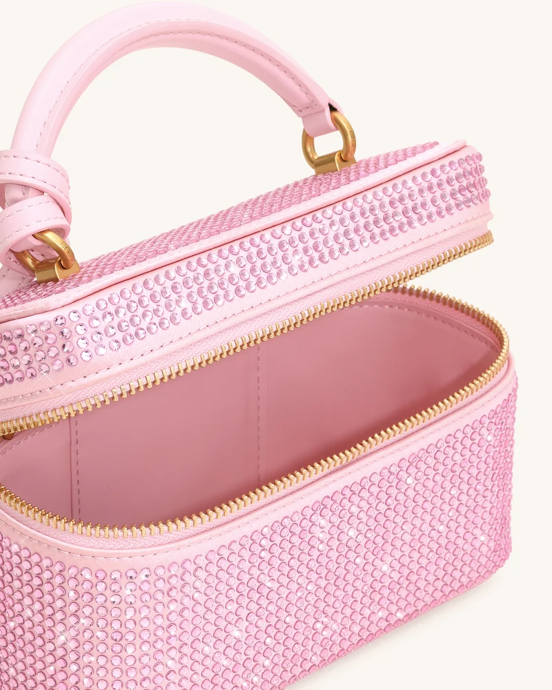 Cleo Künstliche Kristall Box Shape Top Handle Tasche - Rosa
