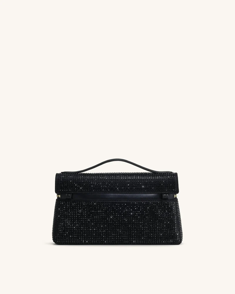 Thea Künstliche Kristall Top Handle Tasche - Schwarz