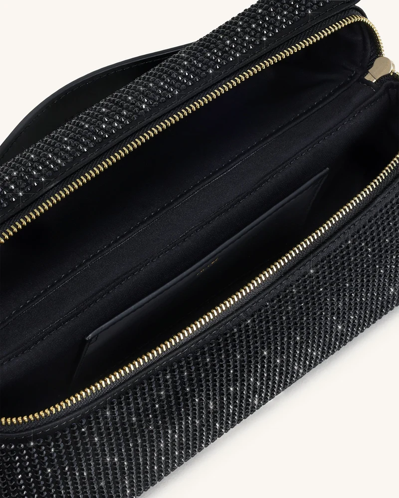 Thea Künstliche Kristall Top Handle Tasche - Schwarz
