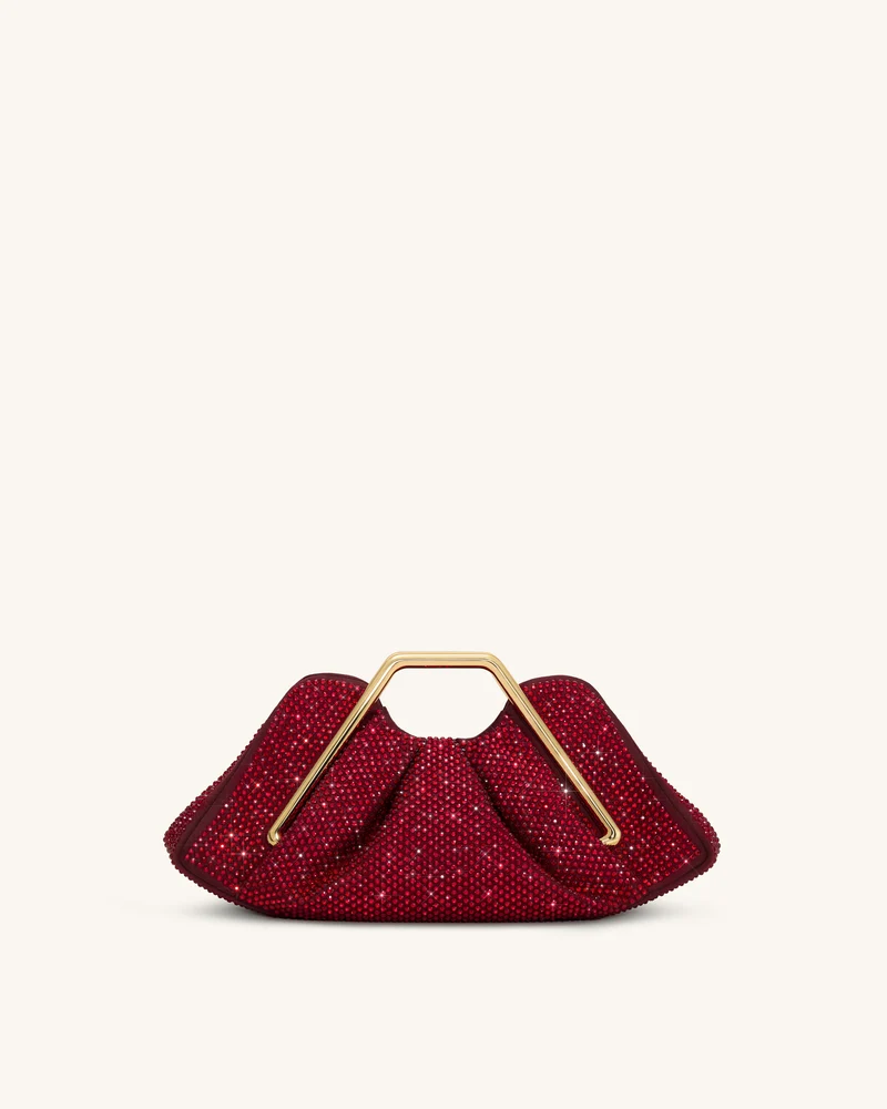 Lila Künstliche Kristall Metallrahmen Clutch - Rot