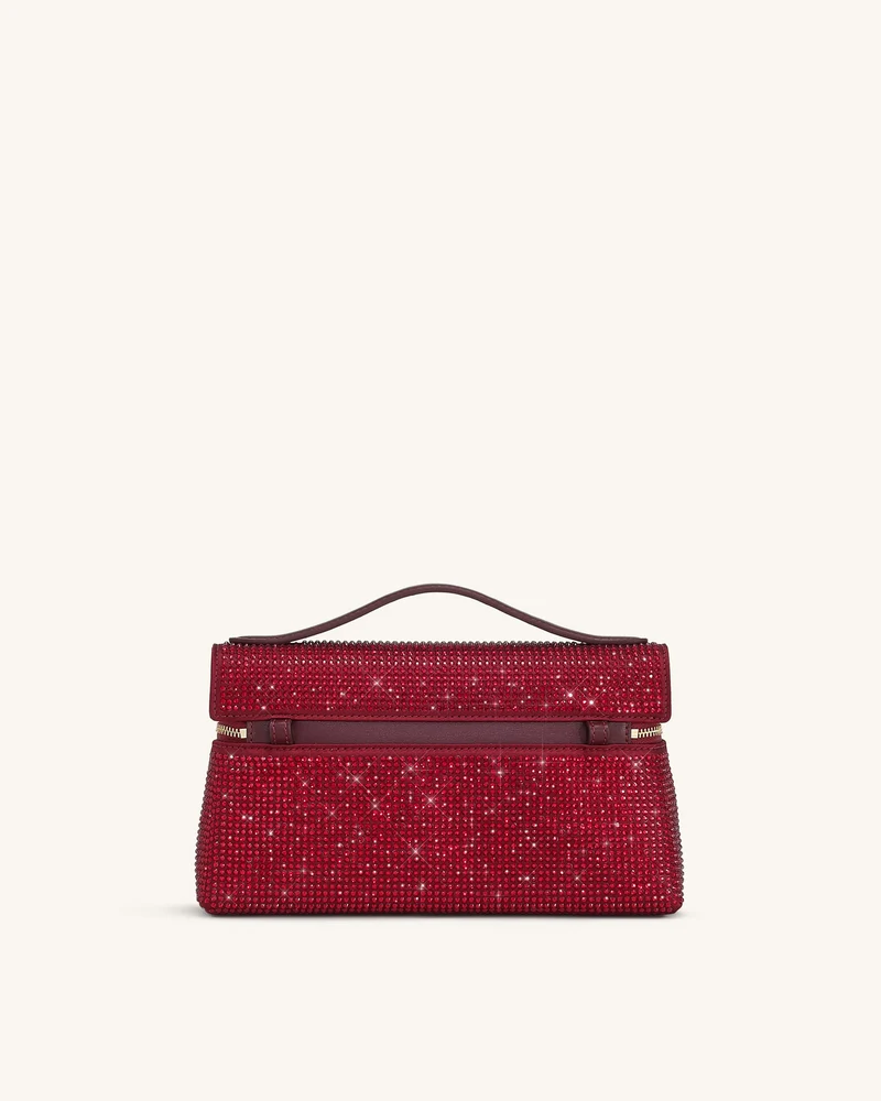 Thea Künstliche Kristall Top Handle Tasche - Rot