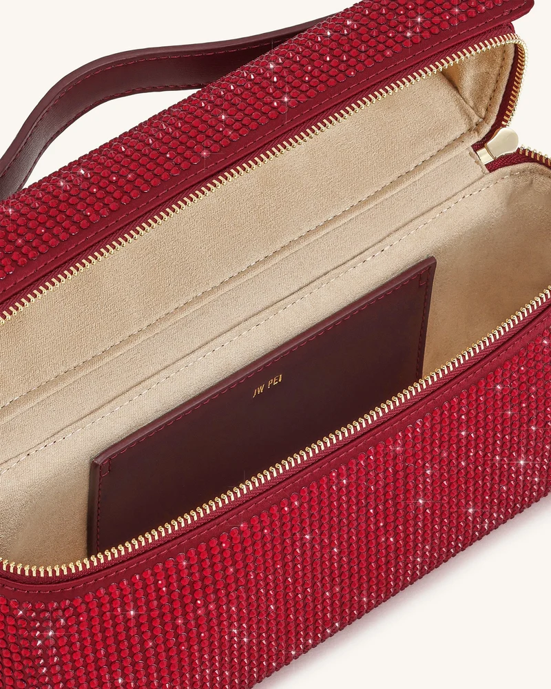 Thea Künstliche Kristall Top Handle Tasche - Rot