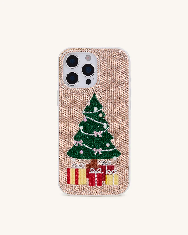 Handyhülle mit Glitzer-Weihnachtsbaum - Gold