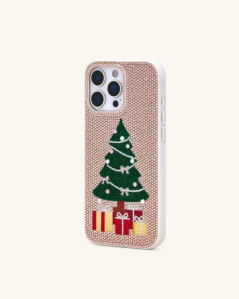 Handyhülle mit Glitzer-Weihnachtsbaum - Gold