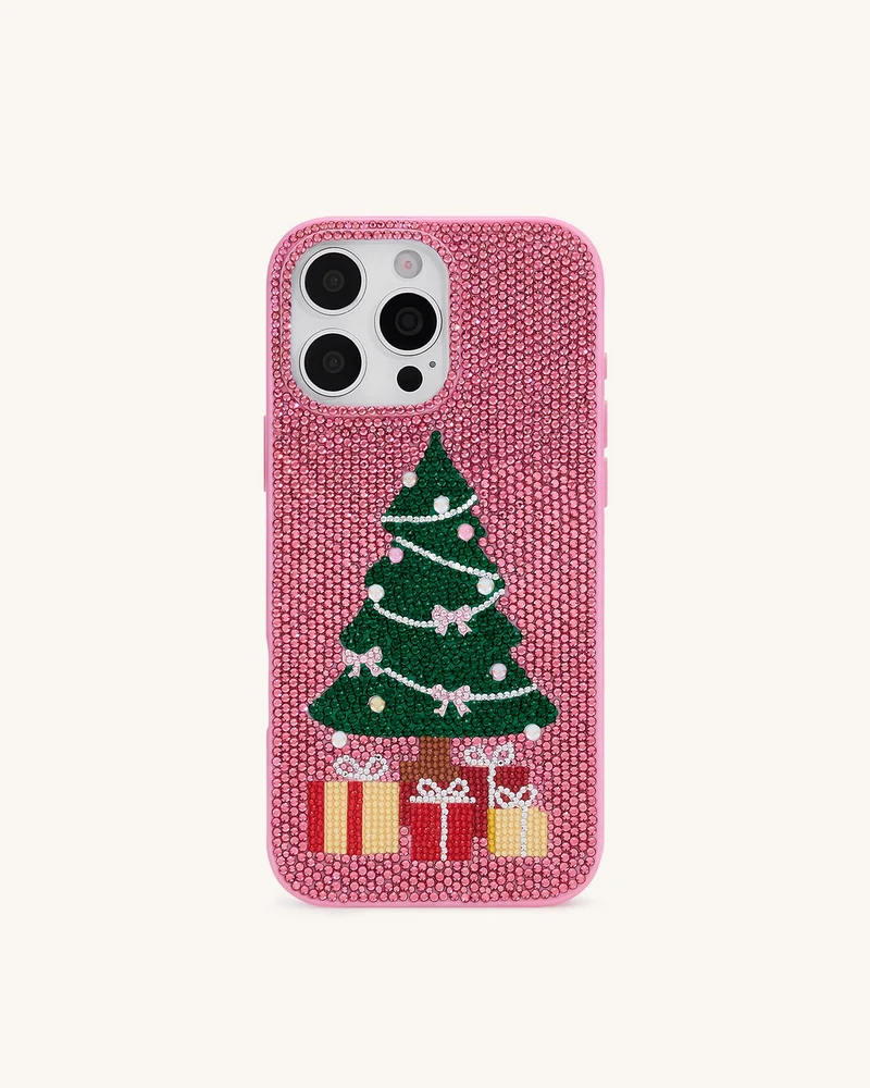 Handyhülle mit Glitzer-Weihnachtsbaum - Pink