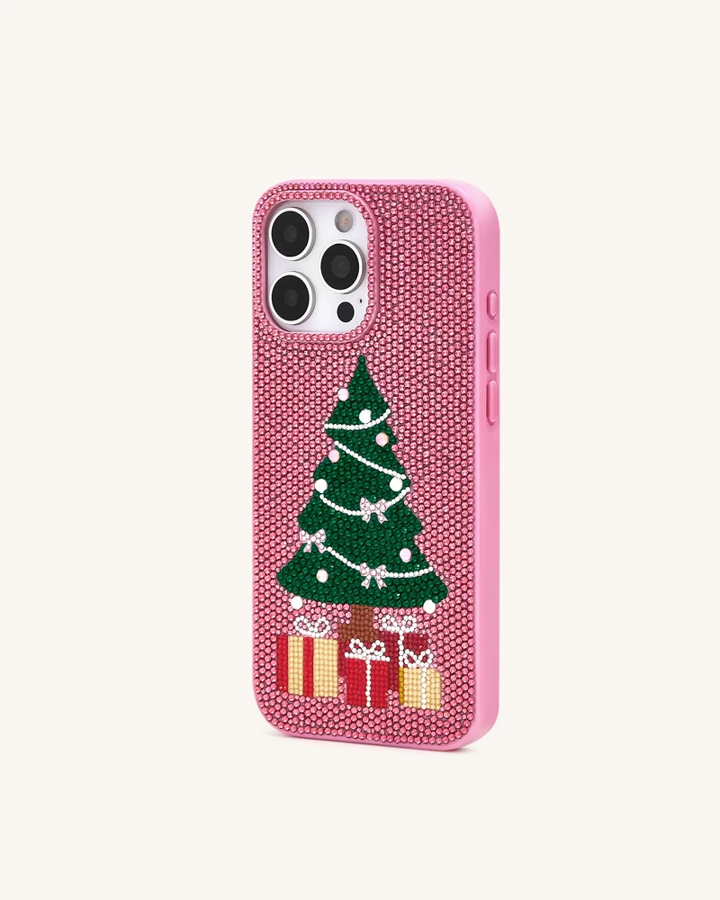 Handyhülle mit Glitzer-Weihnachtsbaum - Pink