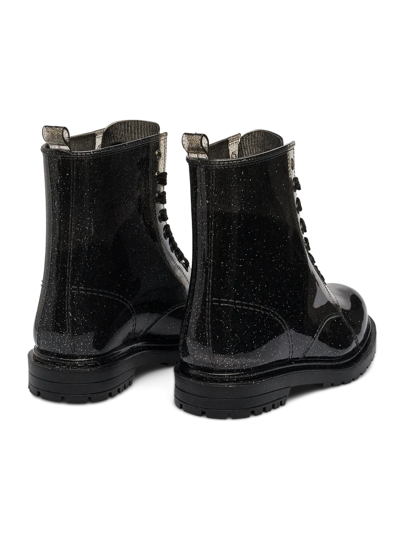 Schwarze Glitzer Regenstiefel für Frauen