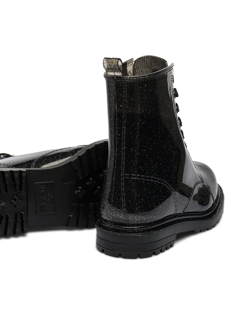 Schwarze Glitzer Regenstiefel für Frauen