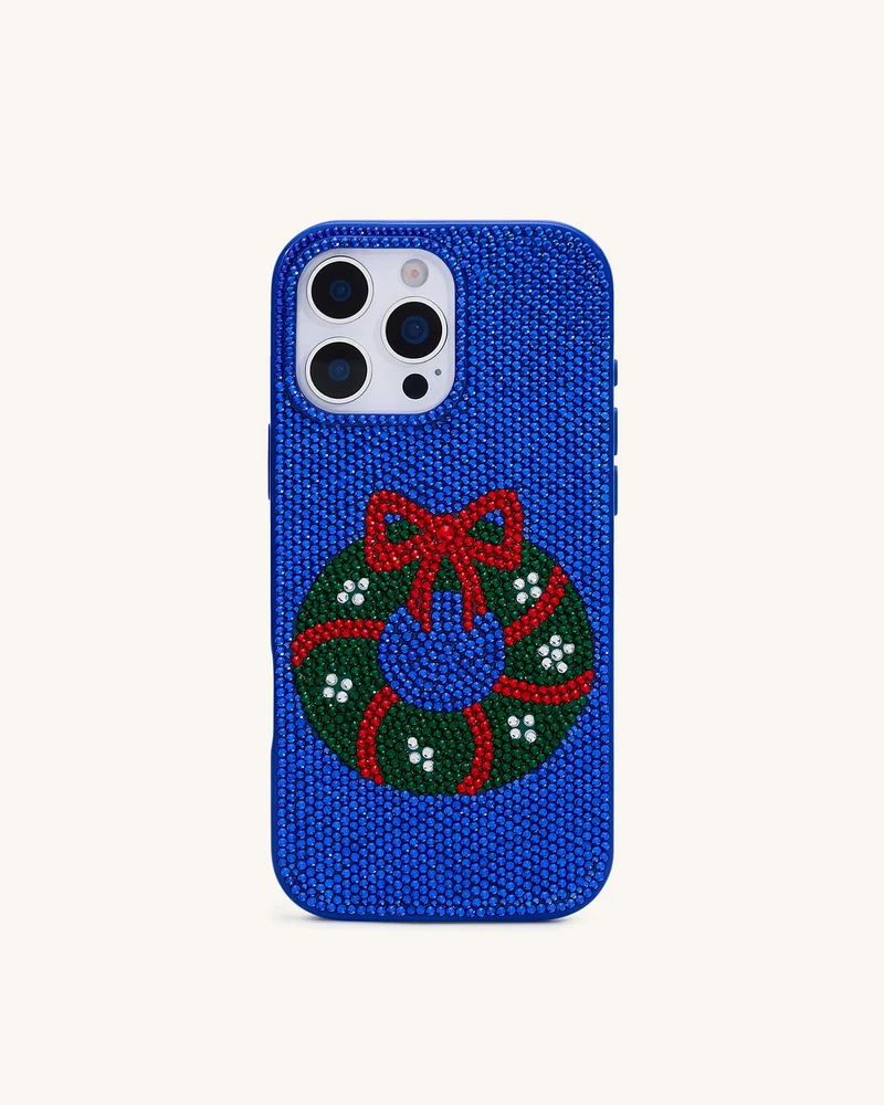 Holiday Handyhülle mit Glitzer-Kranz - Kobaltblau