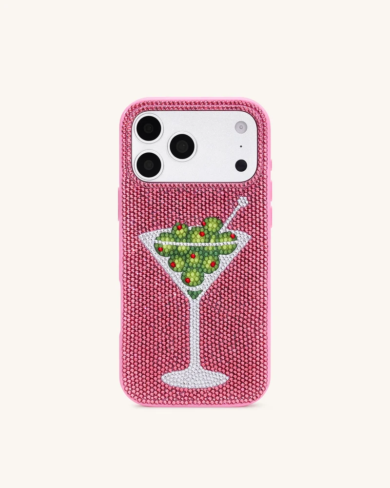 Olive Martini Künstlicher Kristall Handyhülle - Rosa