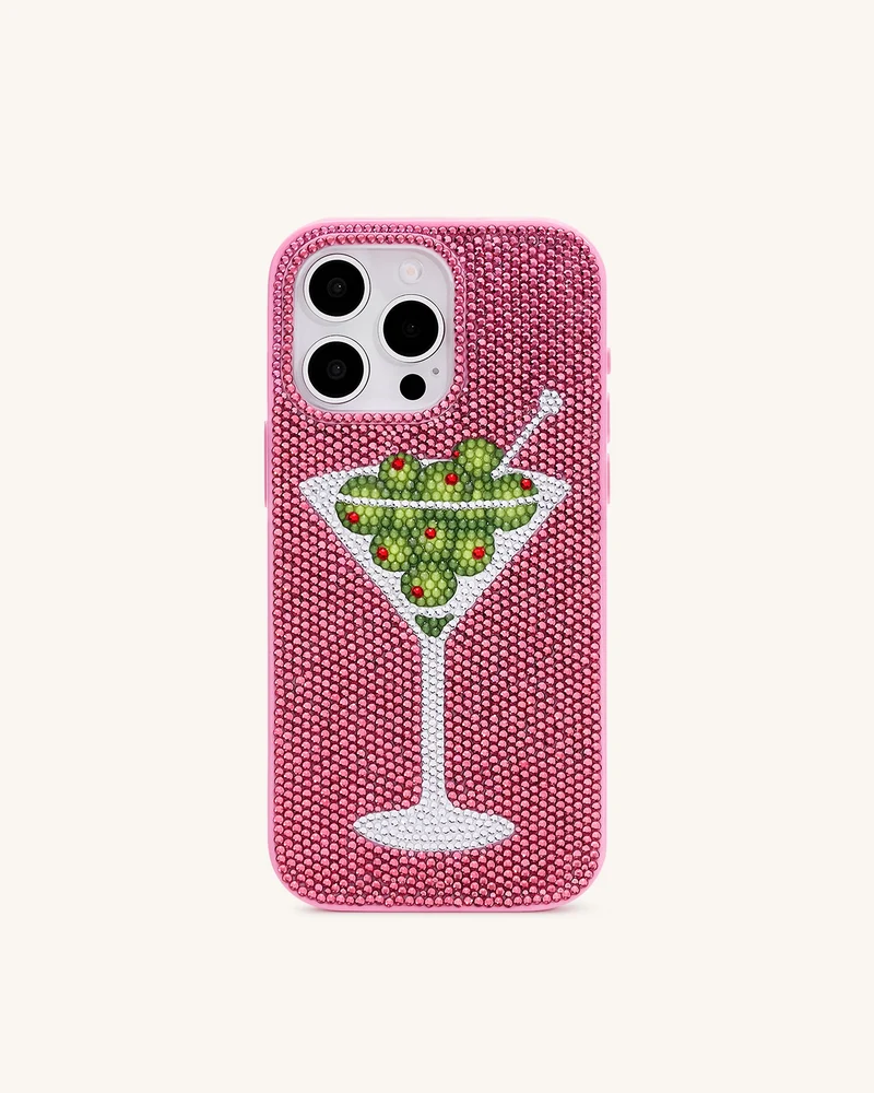 Olive Martini Künstlicher Kristall Handyhülle - Rosa